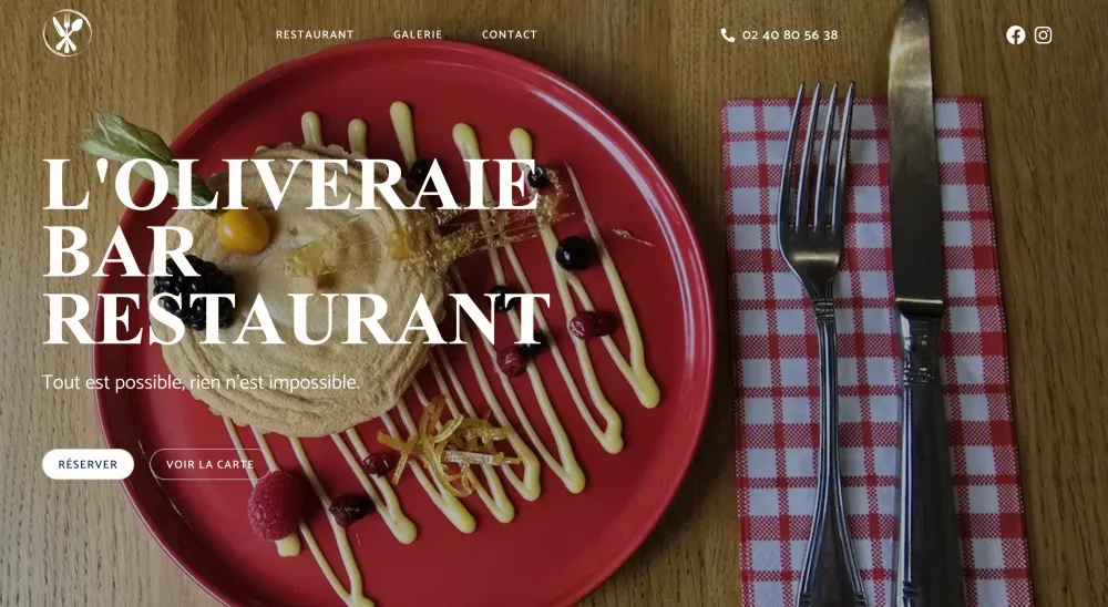 Site internet du restaurant L’Oliveraie